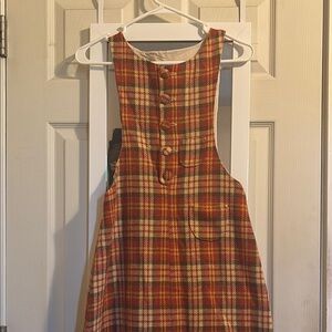 Vintage Plaid Jumper Dress with Pocket